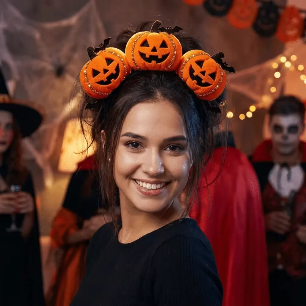 Halloween-pannband med pumpa & fladdermöss