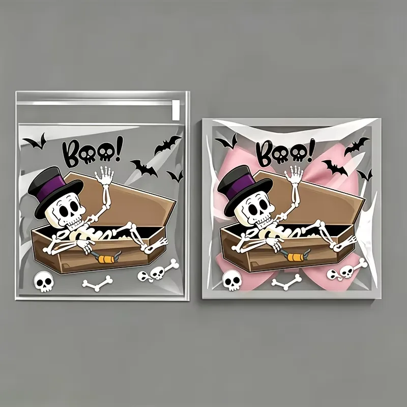 100-pack Självhäftande Halloween Godispåsar