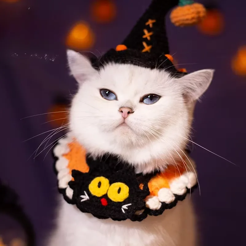 Halloween-krage för katt och hund – handvirkad halsduk