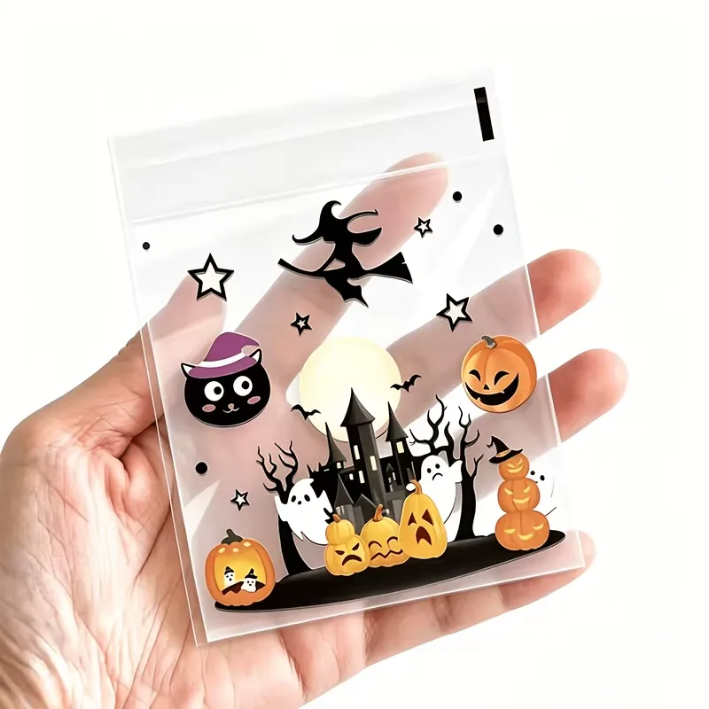 100-pack Självhäftande Halloween Godispåsar