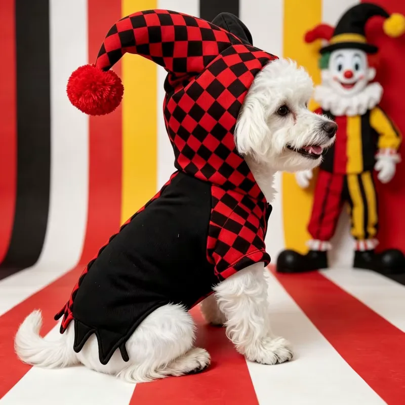 Halloween-dräkt för husdjur: Clownkostym för katt och hund