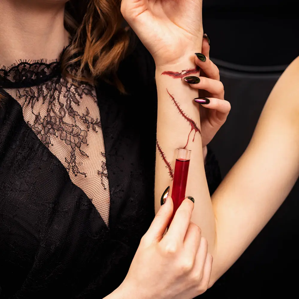 15-pack Temporära Halloween-tatueringar Blodiga Sår