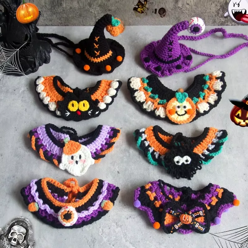 Halloween-krage för katt och hund – handvirkad halsduk