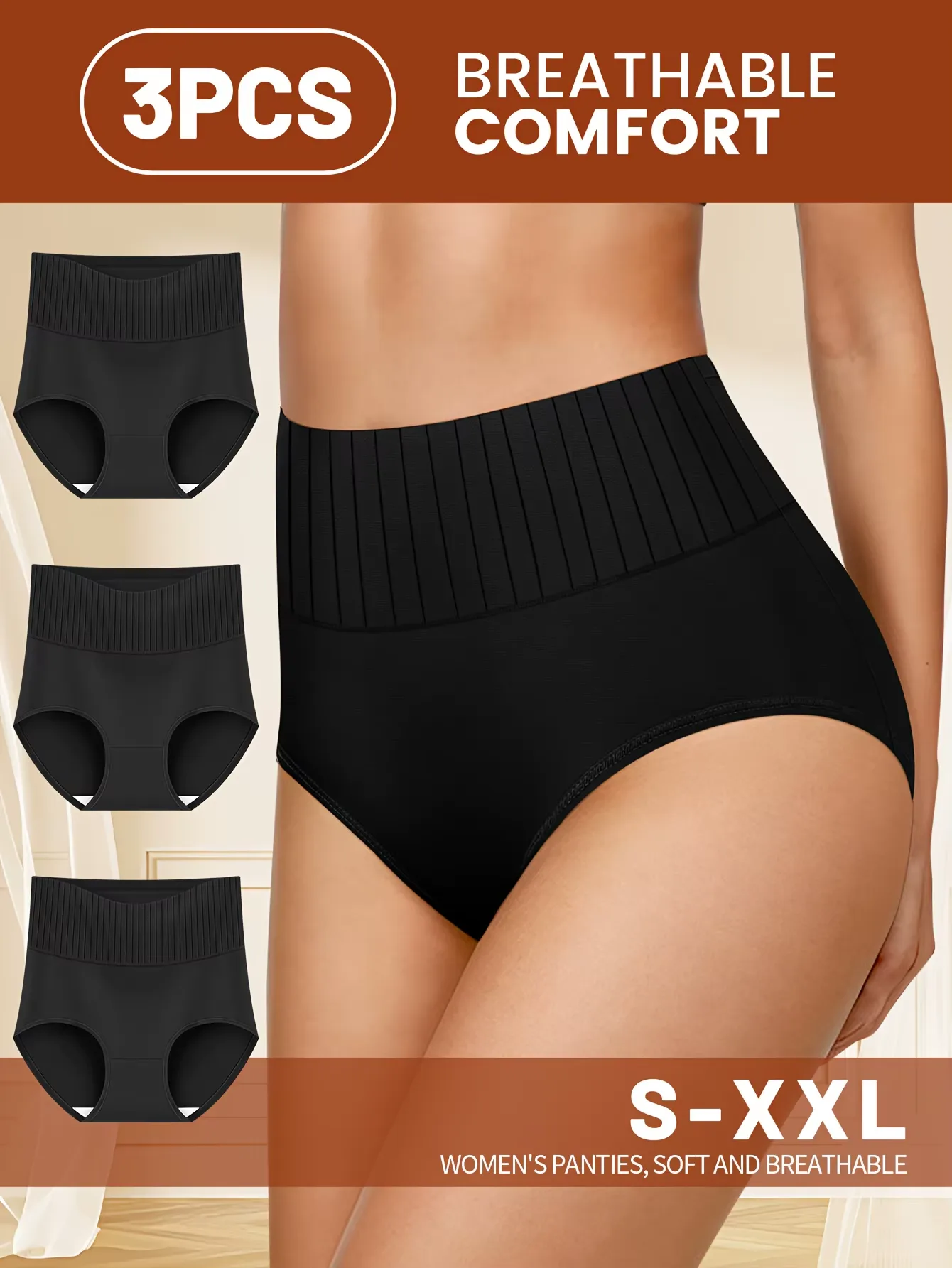 3-pack högmidjade shapingtrosor med magkontroll