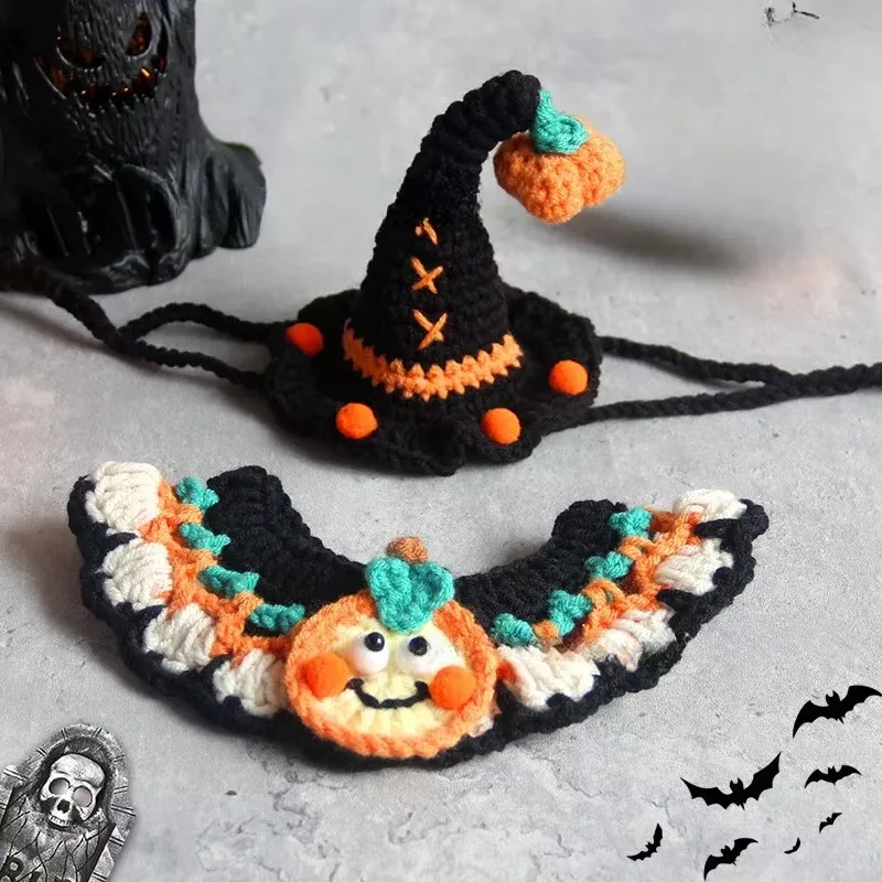 Halloween-krage för katt och hund – handvirkad halsduk