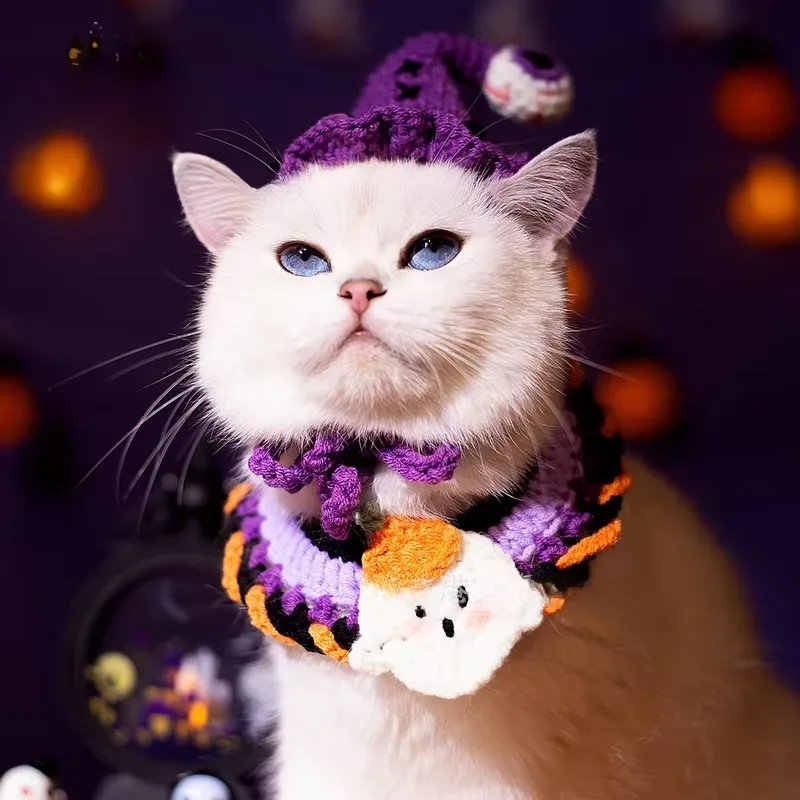 Halloween-krage för katt och hund – handvirkad halsduk