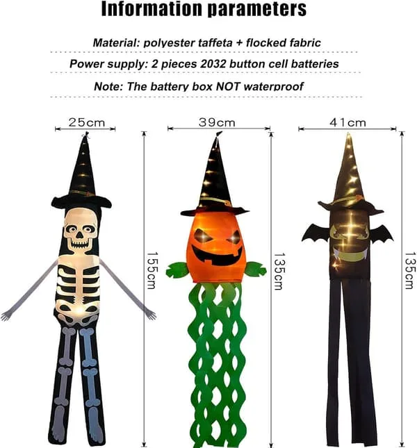 Hängande LED-spöke med häxhatt för Halloween