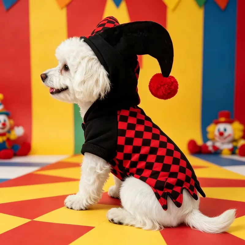 Halloween-dräkt för husdjur: Clownkostym för katt och hund