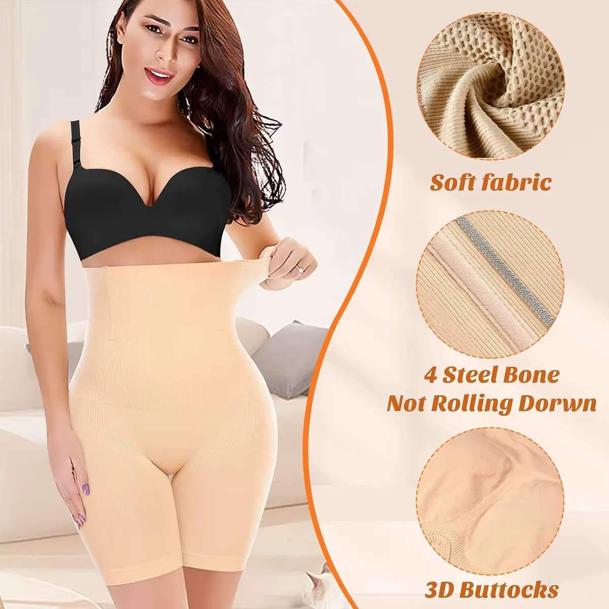 Sömlösa Butt-Lift Shorts med Hög Midja