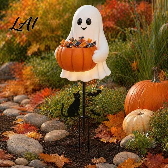 Spöke med Godisskål och Markspett för Halloween