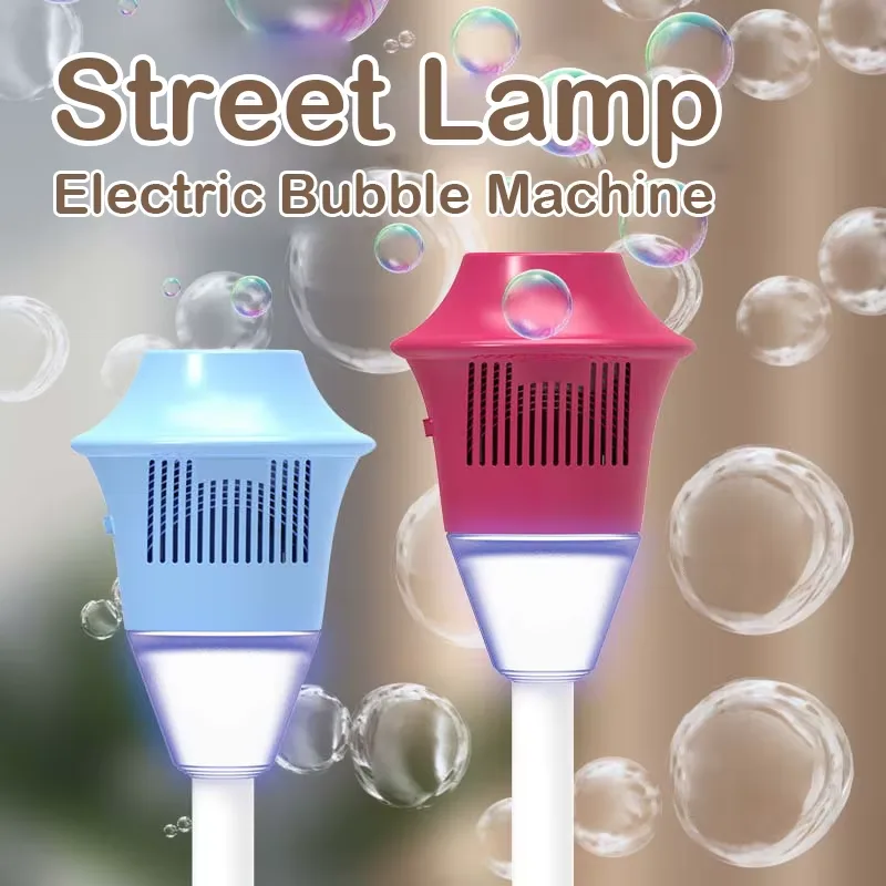 Uppladdningsbar automatisk bubbelmaskin med gatulampa design, musik och ljus
