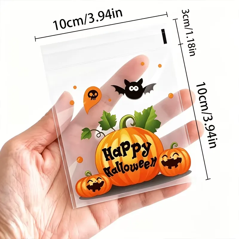 100-pack Självhäftande Halloween Godispåsar