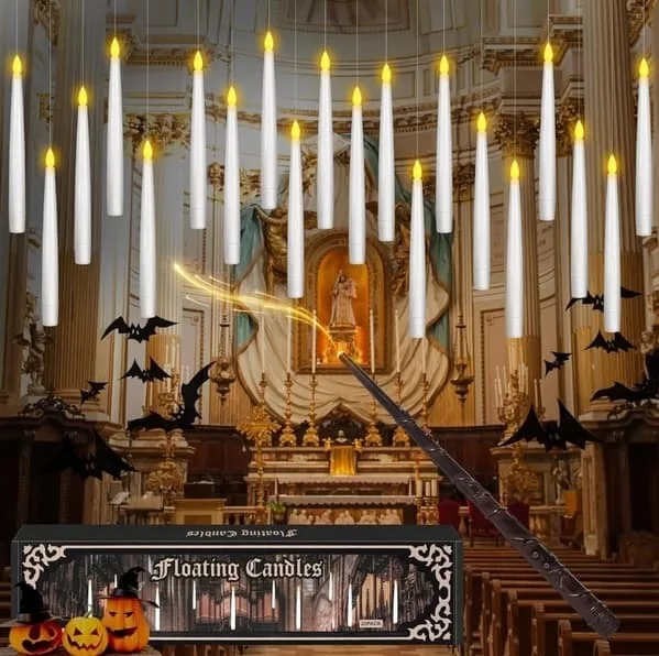 20-pack svävande LED-ljus med trollstav – magiska ljus för Halloween, jul och festliga dekorationer