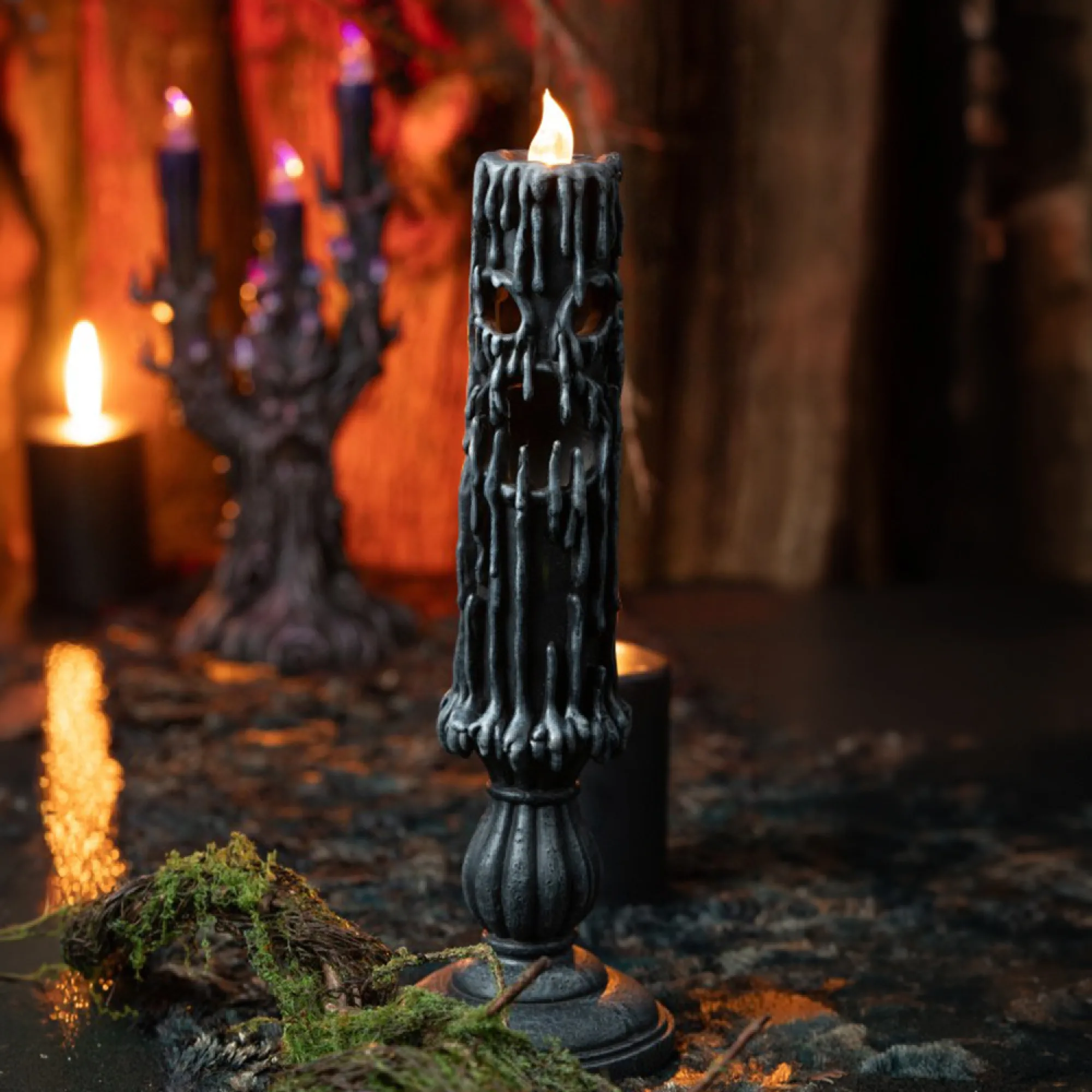 Smältande LED-dödskalleljus för Halloween