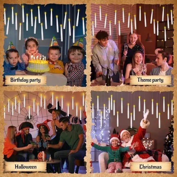 20-pack svävande LED-ljus med trollstav – magiska ljus för Halloween, jul och festliga dekorationer