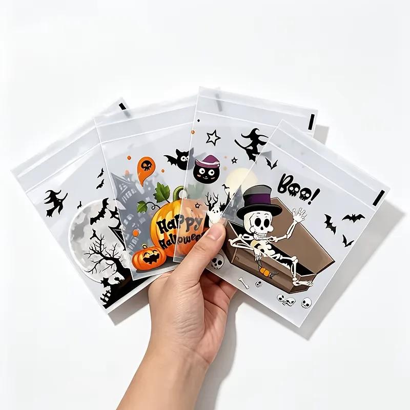 100-pack Självhäftande Halloween Godispåsar