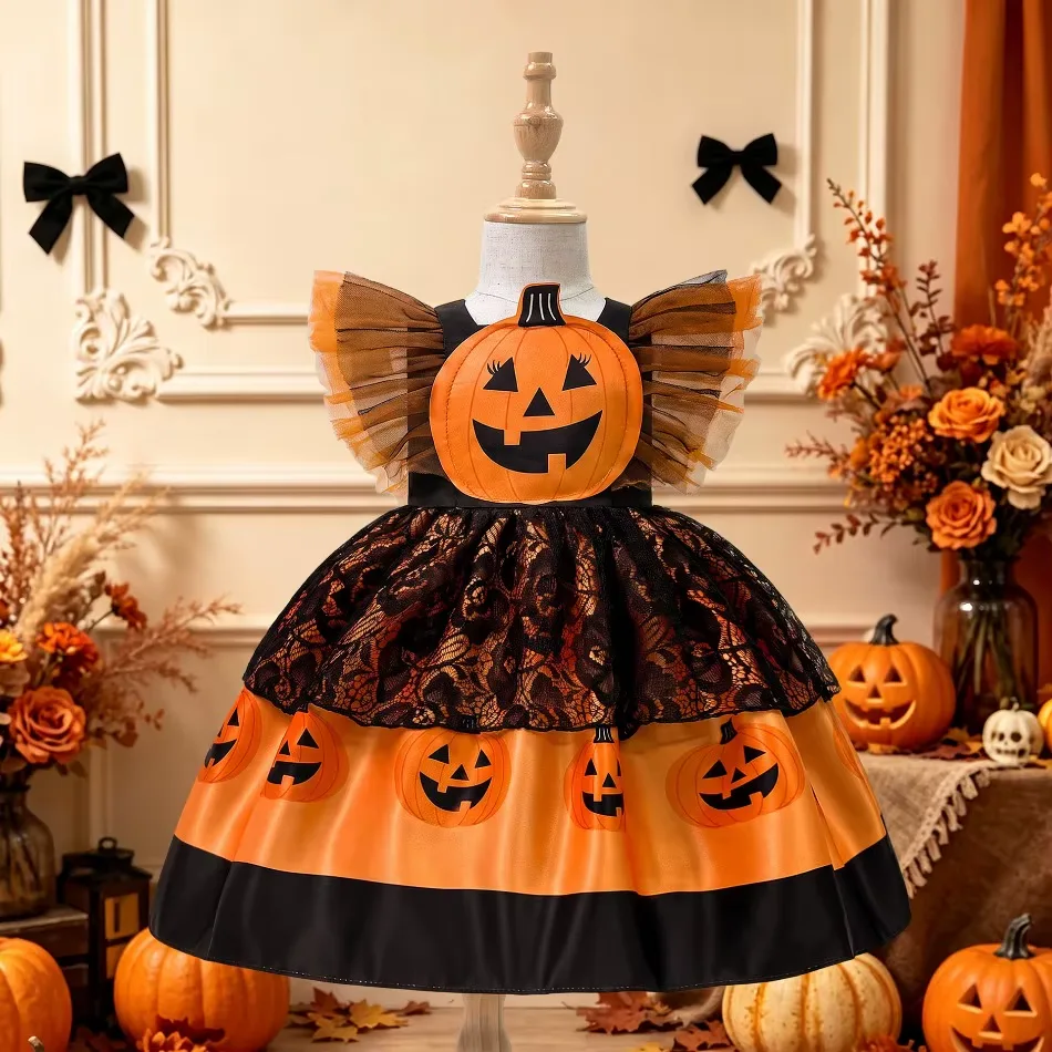 Flickors Halloween pumpa-tutuklänning
