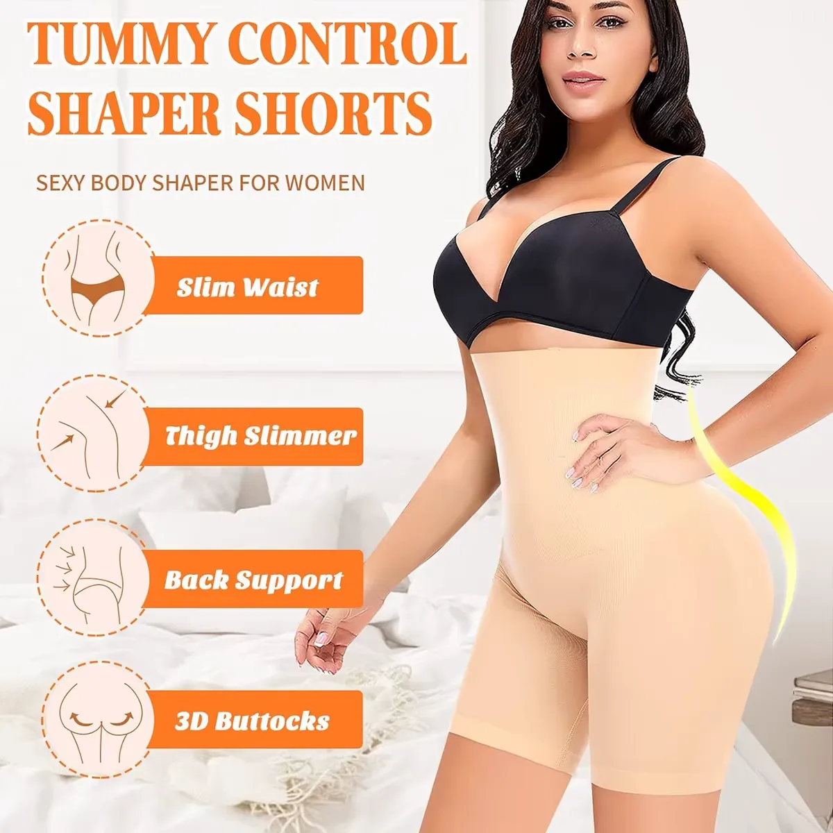 Sömlösa Butt-Lift Shorts med Hög Midja